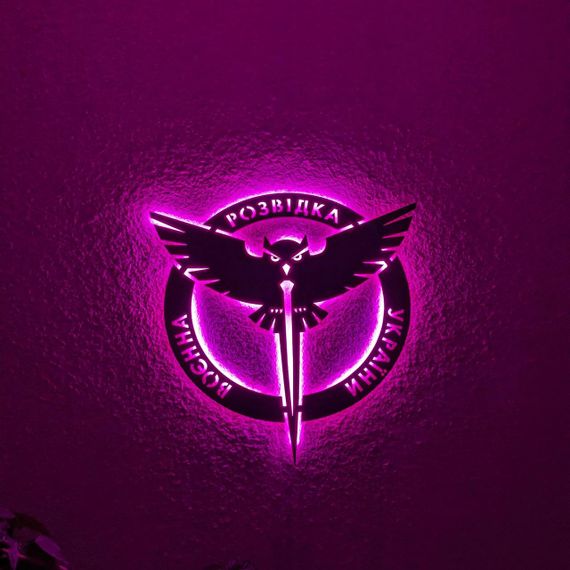 Панно декоративная картина на стену Военная разведка Украины LED 16 цветов пульт 500х500 acr-p000136