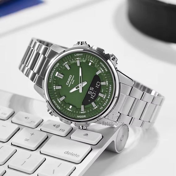 Класичний Чоловічий годинник Casio AMW-880D-3A стальний, водонепроникний, Японія | Зображення 2