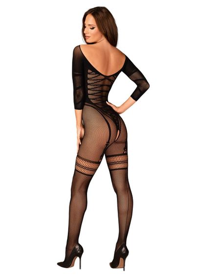 Сетчатый бодистокинг с имитацией подвязок Obsessive Bodystocking G329 XL/XXL, black, с доступом sexstyle | Зображення 5
