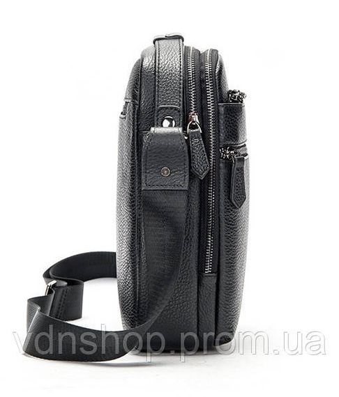 Чоловіча шкіряна сумка через плече 23х26х8, барсетка для телефону та документів Tiding Bag 711511 чорна | Зображення 4