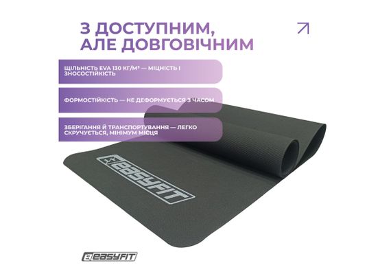 Килимок для фітнесу EasyFit EVA 183*61*3 мм чорний (EF-1927-BK) | Зображення 1