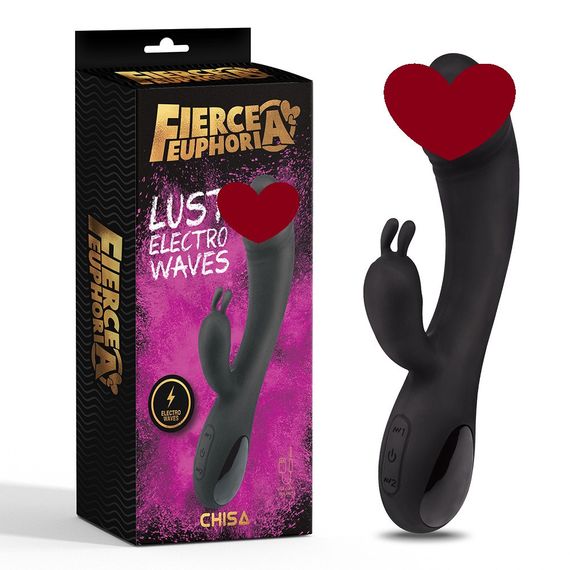 Вибратор кролик с электростимуляцией Chisa Fierce Euphoria Lust Electro Waves, черный sexstyle