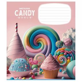Зошит учнівський "Candy world" 012-3266K-1 в клітинку, 12 аркушів