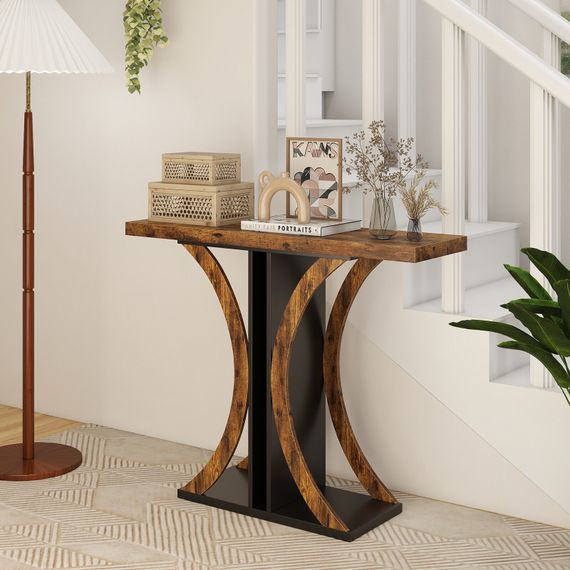 Стіл-консоль Costway SlimConsole у передпокій лофт коричневий | Зображення 6