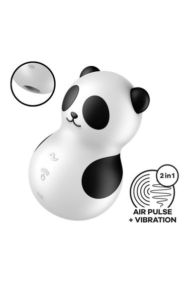 Вакуумный стимулятор с вибрацией Satisfyer Pocket Panda черно-белый, 8.9 см Sex Aura | Зображення 1