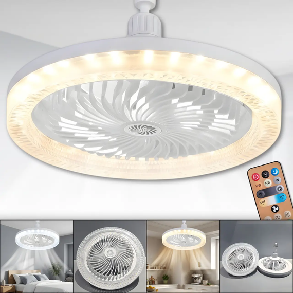 Стельова LED лампа з вентилятором, 3 режимами світла та пультом ДК 30W  E27 AY1036
