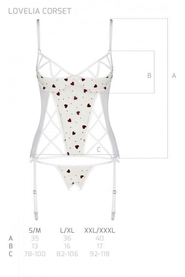 Корсет с подвязками, стринги Passion LOVELIA CORSET S/M, white sexstyle | Зображення 8