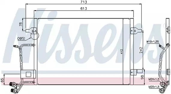 Радіатор, конденсор кондиціонера AUDI A6, NISSENS (94593)