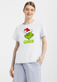 Футболка жіноча біла з принтом "Грінч", 2XL
