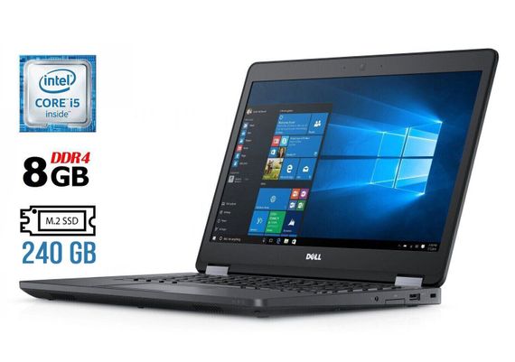 Ноутбук Б-класс Dell Latitude E5470 / 14" IPS Touch / Intel Core i5-6300U (2(4) ядра по 2.4-3 GHz) / 8GB DDR4 / 240GB SSD M.2 / HD Graphics 520 / WebCam / HDMI / Win 10 б/у