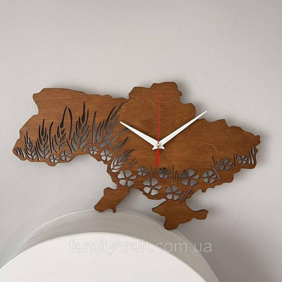 Настінний годинник Карта України з фанери Патріотичний дерев'яний годинник | Зображення 2