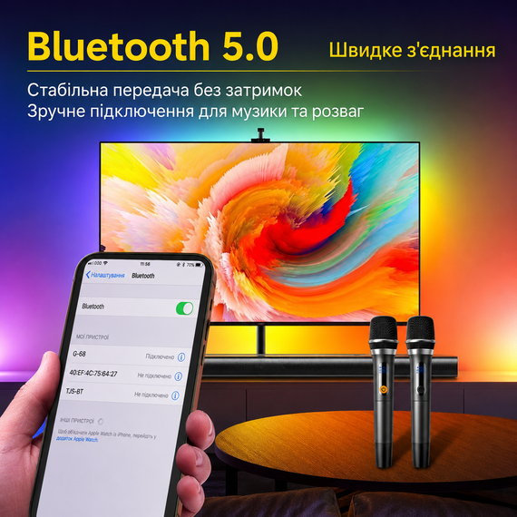 Саундбар Newsmy G68 160 Вт для телевизора с Bluetooth, HDMI, Dolby Digital, сабвуфером и поддержкой микрофона | Зображення 2