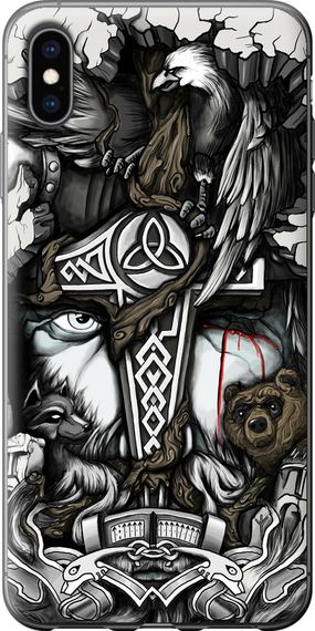Чехол на iPhone XS Max Тату Викинг "4098u-1557-17620"