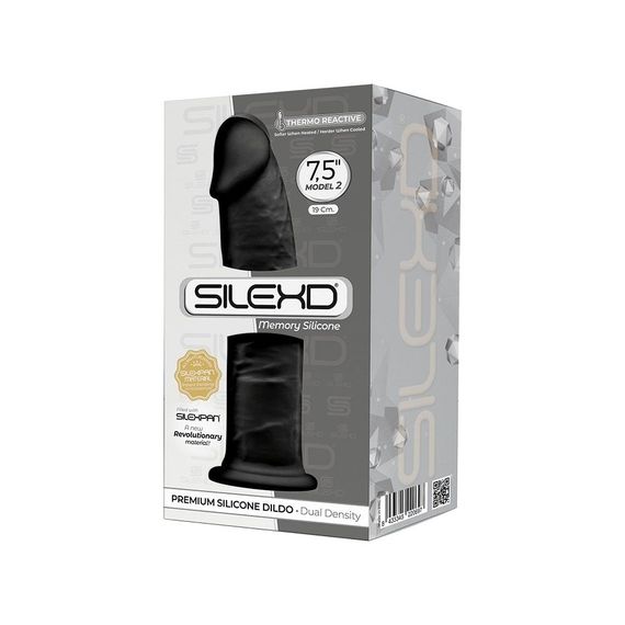 Фалоімітатор SilexD Henry Black (MODEL 2 size 7.5in), двошаровий, силікон + Silexpan, діаметр 4,8 см | Зображення 2