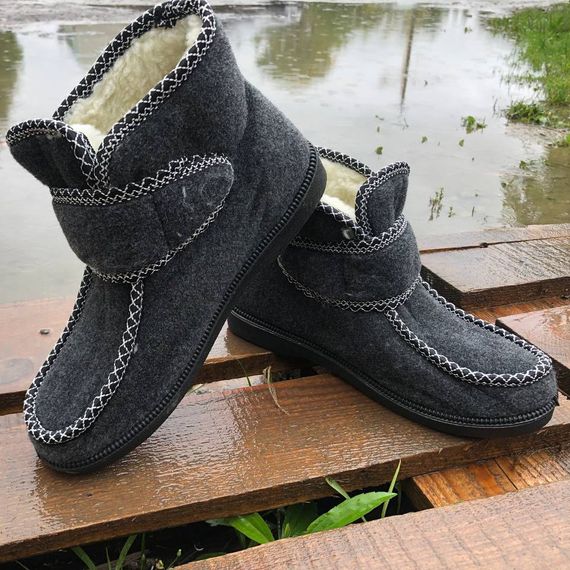 Чоботи черевики жіночі зимові 39р 25см, Калоші утеплені чорного кольору, Суконні зимові бурки GQ-60 | Зображення 6