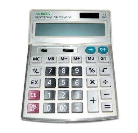 Калькулятор AX 9800V, 31 кнопка, серебристый, размеры 200х155х50, Box