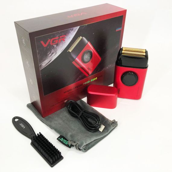 Електробритва VGR V-378 RED шейвер, подвійне лезо, регулювання потужності 7000-9000 RPM. Колір: червоний | Зображення 7