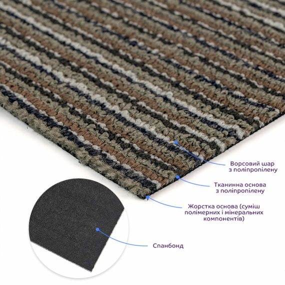 Плитка під ковролін без клейового шару 500х500х4мм Коричнево-сірий SW-00002714 | Зображення 1