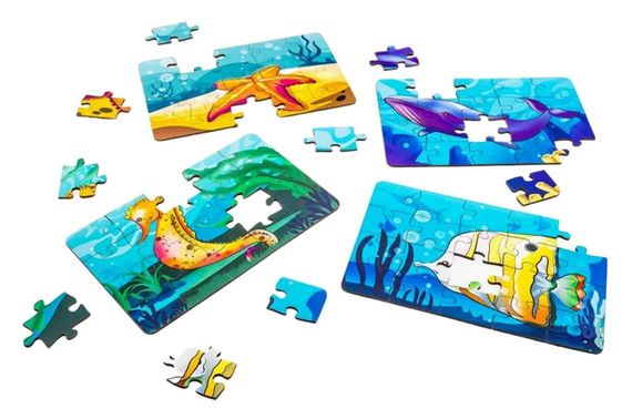Пазл 4в1 "Морські жителі" дерев'яний, 15 елем., в малюнку  PuzzleOK | Зображення 5