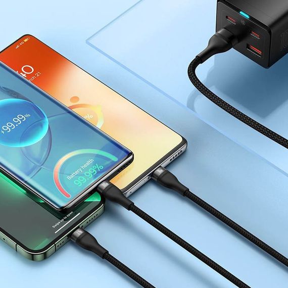 Дата кабель Baseus Flash Series 2 USB to MicroUSB-Lightning-Type-C 100W (1.2m) (CASS03000) Black | Зображення 4