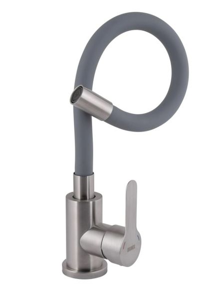 Змішувач для кухні Brinex Pure 015F3 з гнучким виливом Nickel/Grey BRIPUR015F3NKG | Зображення 3