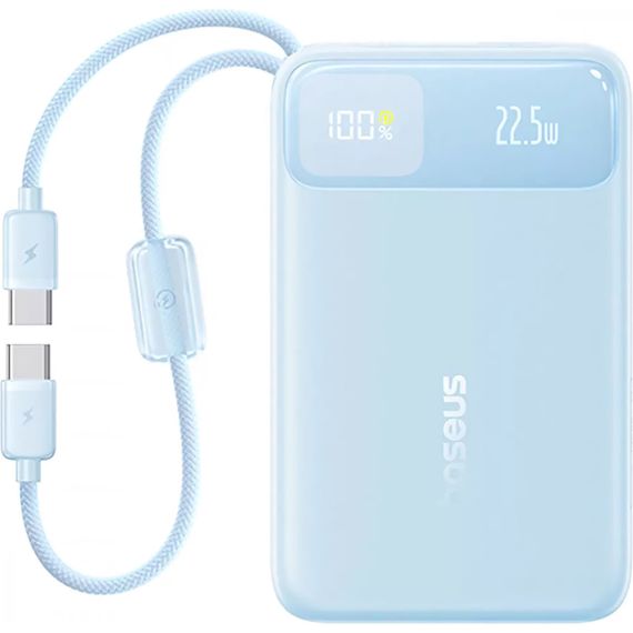 Портативний ЗП Power Bank Baseus EnerFill FC11 PD22.5W with cable 10000 mAh (2USB-C) (E0027R) Galaxy Blue | Зображення 1