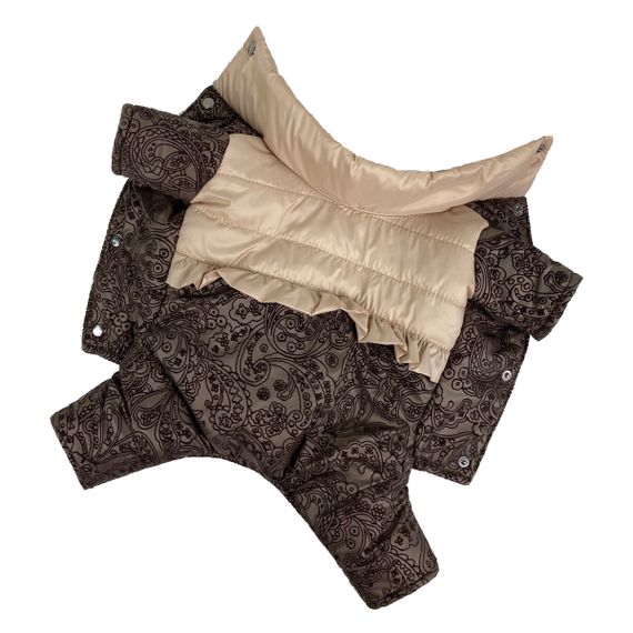 Зимовий комбінезон для дівчаток рюша візерунки шоколад AD-22 | Зображення 2