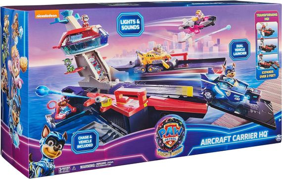 Ігровий набір Spin Master Paw Patrol Mighty Movie Aircraft Carrier Штаб-квартира авіаносець Щенячий Патруль | Зображення 1