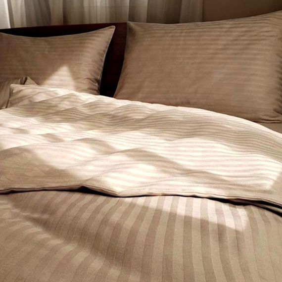 Комплект постільної білизни сімейний MakSon Elegant Beige, страйп-сатин, 100% бавовна (018-2145210С) | Зображення 3