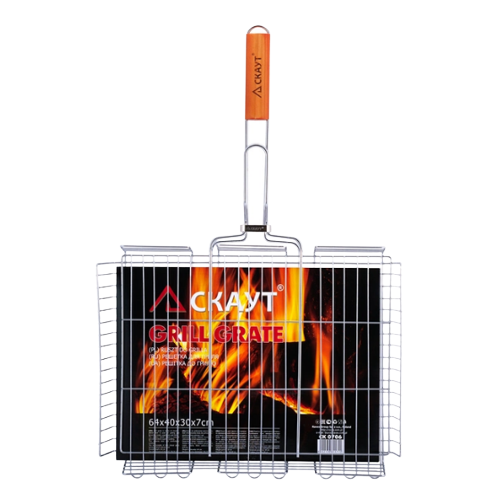 Решітка-гриль глибока з дерев'яною ручкою 40*30*7см Скаут | Зображення 1