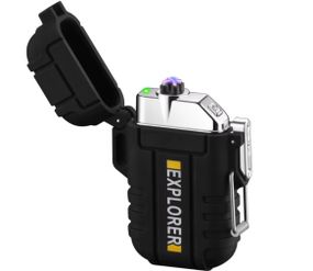 Электроимпульсная USB зажигалка Explorer FR171, две дуги в водонепроницаемом корпусе - Black