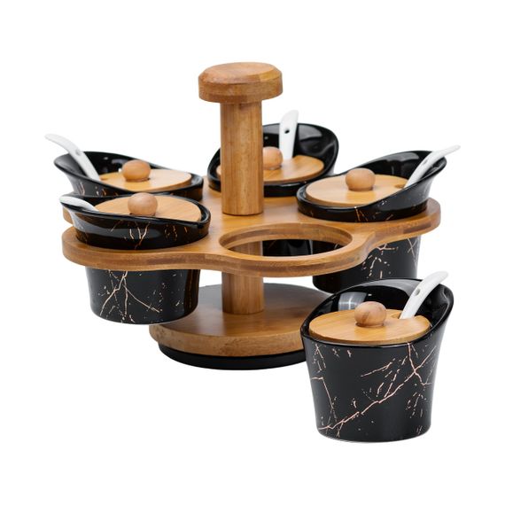 Набір для сипучих продуктів 5 банок по 120 на бамбуковій підставці HP1232 | Зображення 1