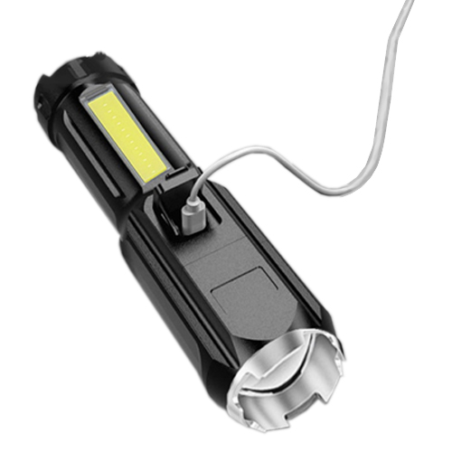 Мощный ручной фонарь светильник аккумуляторный 81022 ХРЕ + COB, ЗУ mirco USB, встроенный аккумулятор, зум
