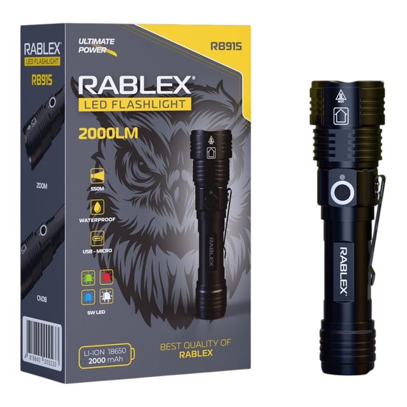 Ручний ліхтар Rablex RB915, 4T6, 2000LM, zoom, Type-C, 4 кольори | Зображення 2