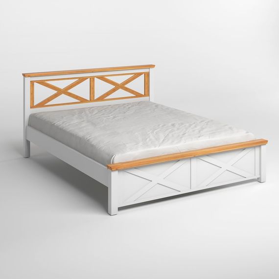 Двоспальне дерев&#039;яне ліжко Mebigrand Прованс Н Білий (RAL9003)/Горіх світлий 160х200 см (MBG-3105) | Зображення 1