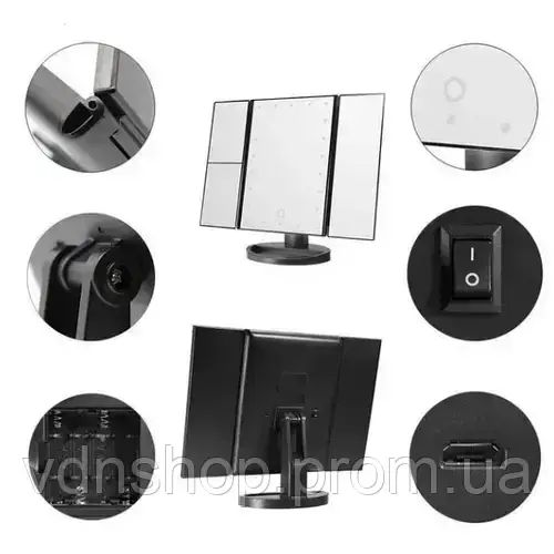 Дзеркало потрійне для макіяжу Superstar Magnifying Mirror із LED-підсвічуванням прямокутне зі збільшенням | Зображення 5