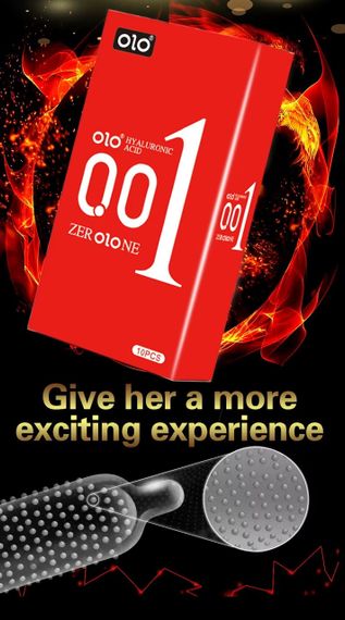 Ультратонкі текстуровані презервативи з гіалуроновою кислотою та зігрівальним ефектом OLO - ZER OLO NE RED 001, 10 шт sexstyle | Зображення 1