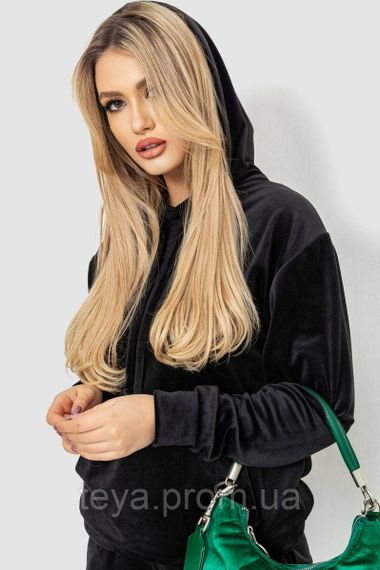 Спортивний костюм жіночий велюровий з капюшоном, колір чорний, розмір L FA_008819 | Зображення 4