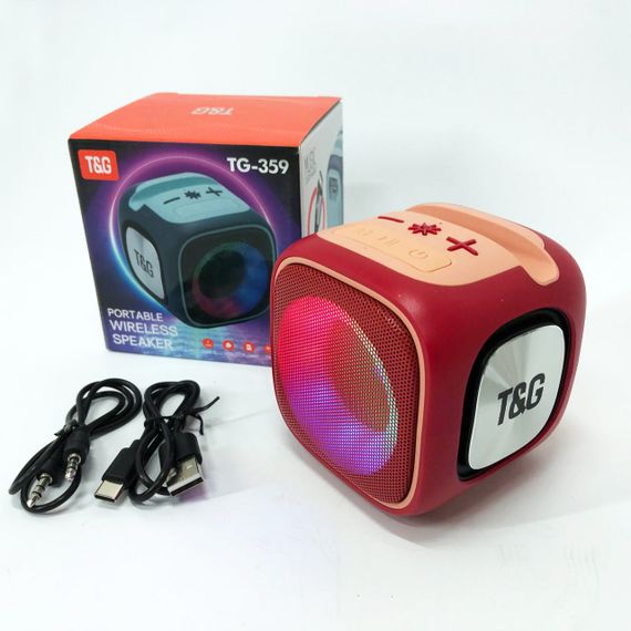 Портативна Bluetooth колонка TG359 7W з RGB підсвічуванням, Гучна блютуз колонка. Колір: червоний | Зображення 6