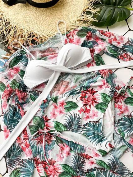 Роздільний білий купальник PLUS SIZE з сформованою чашкою та тунікою в комплекті | Зображення 7