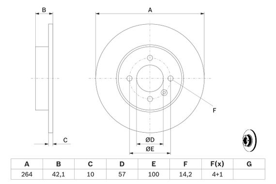 Задний тормозной диск(1шт) Мерива А 264 мм BOSCH (0 986 479 191) | Зображення 2