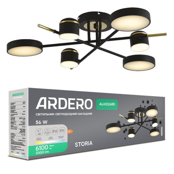 Світлодіодна люстра Ardero AL6122ARD STORIA 56Вт чорний золото | Зображення 2