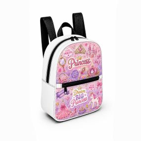 Детский мини-рюкзак белый с принтом Princess для девочки 28×24×10 см мини-сумка детская (5217)