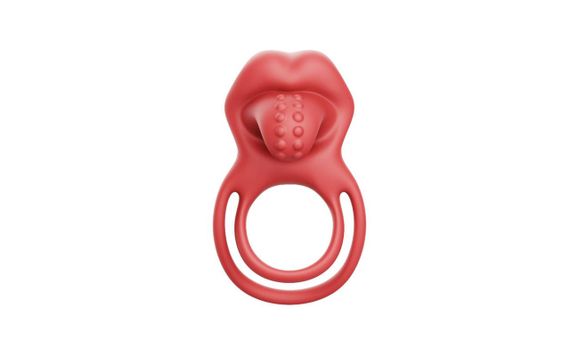 Ерекційне віброкільце - Dual Ring Tongue Vibe Red Sex Aura | Зображення 1