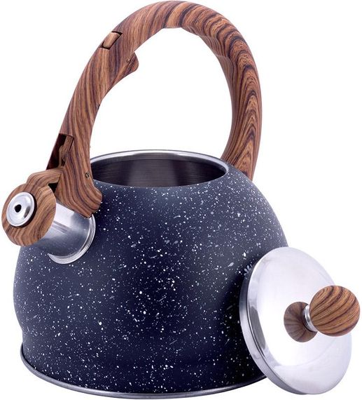 Чайник Kamille Whistling Kettle Marble 2л з нержавіючої сталі зі свистком, чорний мармур | Зображення 2