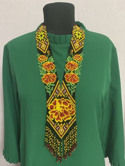 Гердан «Чорнобривці» з бісеру