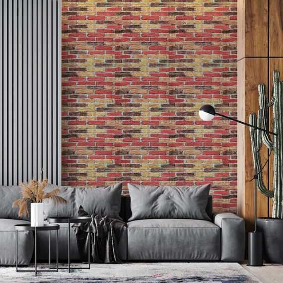 Самоклеюча 3D панель під бежево-коричневу катеринославську цеглу 20000x700x3мм SW-00001357 | Зображення 5