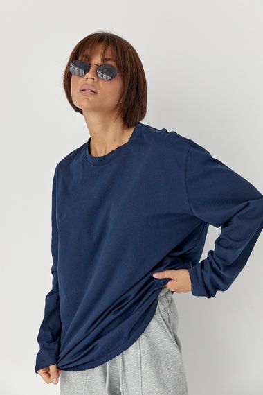Однотонний базовий лонг oversize - темно-синій цвет, ONE SIZE (є розміри)