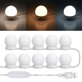 Підсвітка для гримерного дзеркала, 10 LED лампочок, 3 режими, від USB, Vanity Mirror Lights / Світлодіодні лампочки на дзеркало