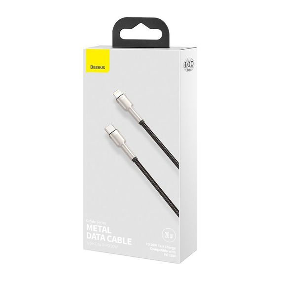 Дата кабель USB-C to Lightning 1.0m Cafule Metal PD 20W black Baseus (CATLJK-A01) | Зображення 3